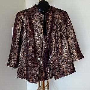 R&M Richards Dressy Gold and Shades of Brown 2 Piece Set Size 22W. Never Worn